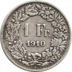 Швейцария 1 франк 1910 год