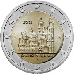 Германия 2 евро 2021 год - Саксония-Анхальт, Магдебургский собор (A)