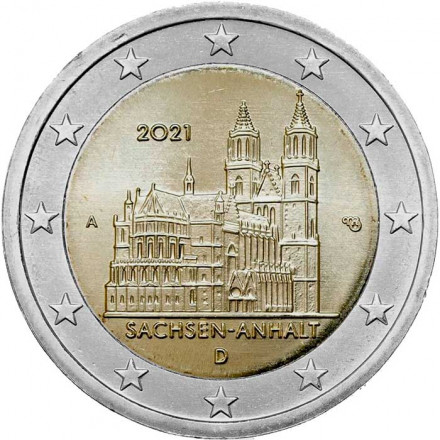 Германия 2 евро 2021 год - Саксония-Анхальт, Магдебургский собор (A)