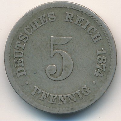 Германия 5 пфеннигов 1874 год (A)