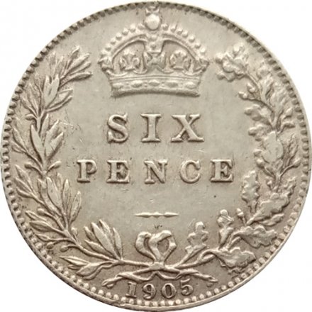 Великобритания 6 пенсов 1905 год