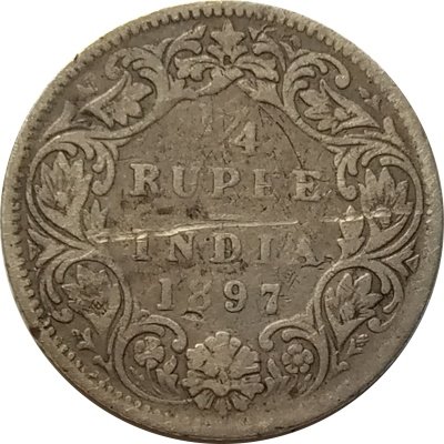 Британская Индия 1/4 рупии 1897 год (B)