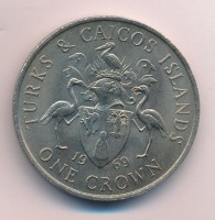 Монета Теркс и Кайкос 1 крона 1969 год - Герб