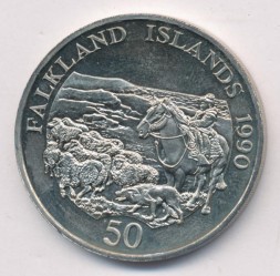 Монета Фолклендские острова 50 пенсов 1990 год