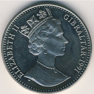 Гибралтар 1 крона 1991 год - Королевская яхта Britannia