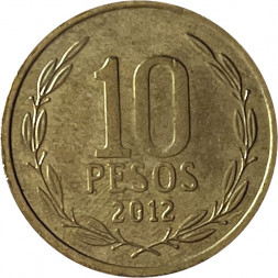 Чили 10 песо 2012 год