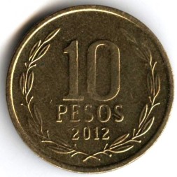 Чили 10 песо 2012 год
