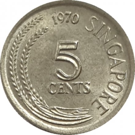 Сингапур 5 центов 1970 год Птица