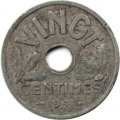 Франция 20 сантимов 1941 год (номинал - &quot;VINGT&quot;)