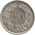 Швейцария 20 раппенов 1975 год