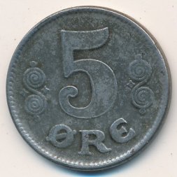 Дания 5 эре 1918 год