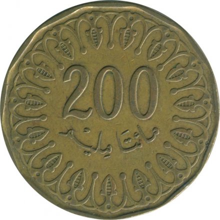 Тунис 200 миллимов 2013 год