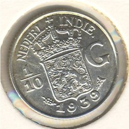 Монета Нидерландская Индия 1/10 гульдена 1939 год