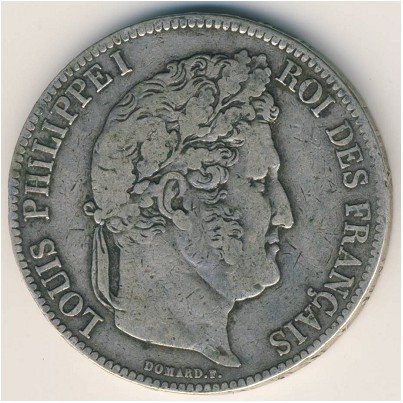 Франция 5 франков 1836 год