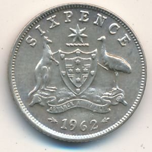 Австралия 6 пенсов 1962 год