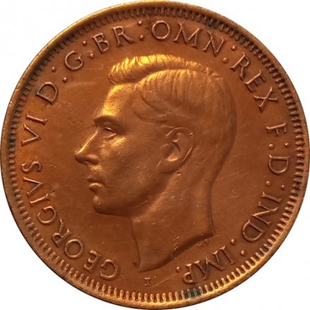 Австралия 1 пенни 1943 год (&quot;I&quot; ниже бюста. Точка перед и после &quot;PENNY&quot;)