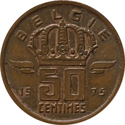 Бельгия 50 сантимов 1975 год BELGIE