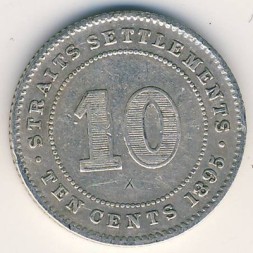 Монета Стрейтс-Сетлментс 10 центов 1895 год