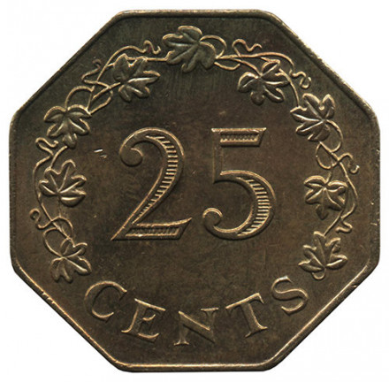 Мальта 25 центов 1975 год