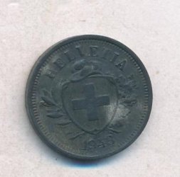 Швейцария 1 раппен 1943 год