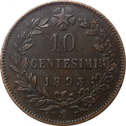 Италия 10 чентезимо 1893 год (BI) Бирмингем