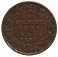 Британская Индия 1/4 анны 1893 год - Королева Виктория