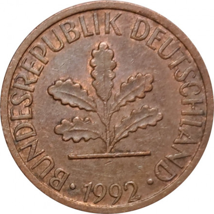 ФРГ 1 пфенниг 1992 год (G)