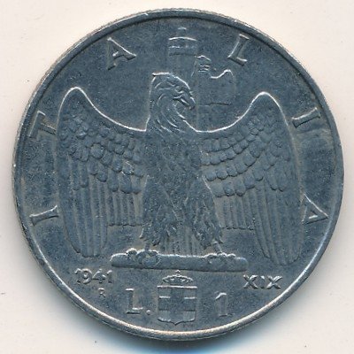 Италия 1 лира 1941 год