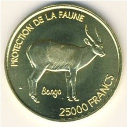 Монета Бенин 25000 франков КФА 2007 год