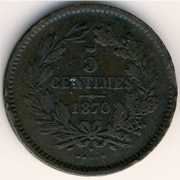 Люксембург 5 сантимов 1870 год