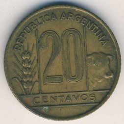 Аргентина 20 сентаво 1942 год
