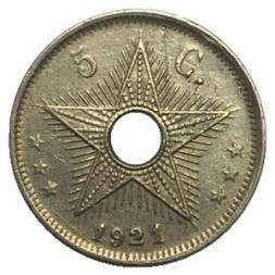 Бельгийское Конго 5 сентим 1921 год