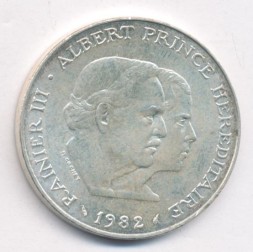 Монако 100 франков 1982 год - Князь Монако Ренье III. Наследник принц Альберт