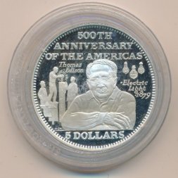 Багамские острова 5 долларов 1992 год