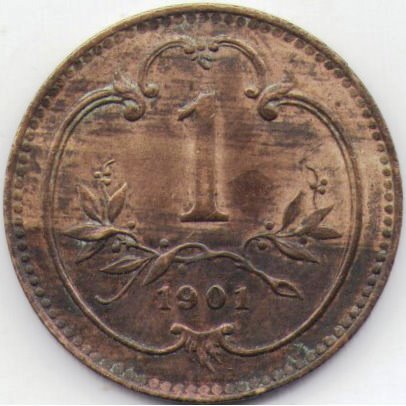 Австрия 1 геллер 1901 год