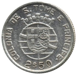 Монета Сан-Томе и Принсипи 2,5 эскудо 1939 год