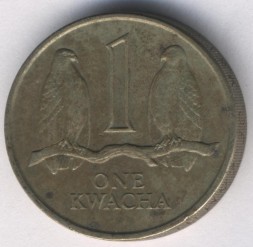 Монета Замбия 1 квача 1989 год