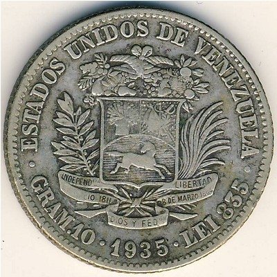 Венесуэла 2 боливара 1935 год