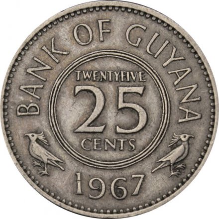 Гайана 25 центов 1967 год