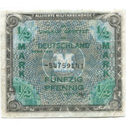 Германия 1/2 марки (50 пфеннигов) 1944 год - Оккупация - VF