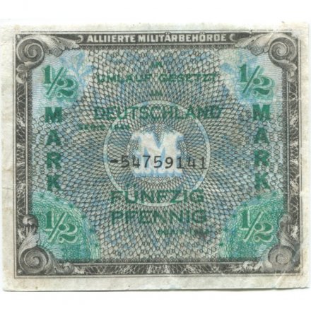 Германия 1/2 марки (50 пфеннигов) 1944 год - Оккупация - VF