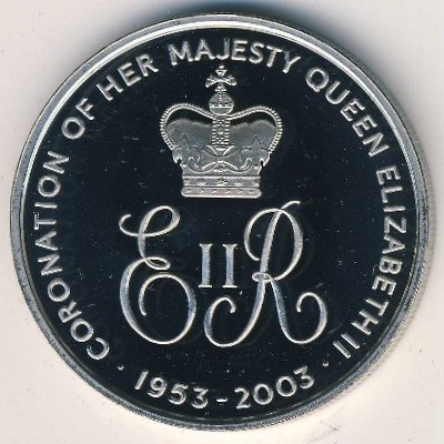 Остров Вознесения 50 пенсов 2003 год - 50 лет коронации Елизаветы II (монограмма)