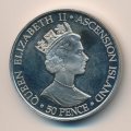 Остров Вознесения 50 пенсов 2003 год - 50 лет коронации Елизаветы II (монограмма)