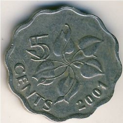 Свазиленд 5 центов 2001 год