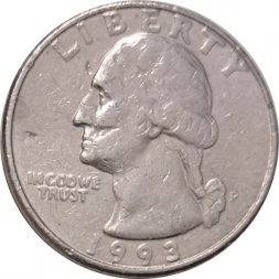 США 25 центов (1/4 доллара) 1993 год - Джордж Вашингтон (P)