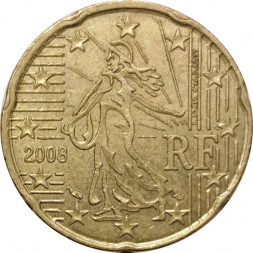 Франция 20 евроцентов 2008 год - Девушка-сеятель