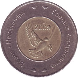 Босния и Герцеговина 5 конвертируемых марок 2009 год - Голубь мира