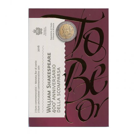 Сан-Марино 2 евро 2016 год - Уильям Шекспир