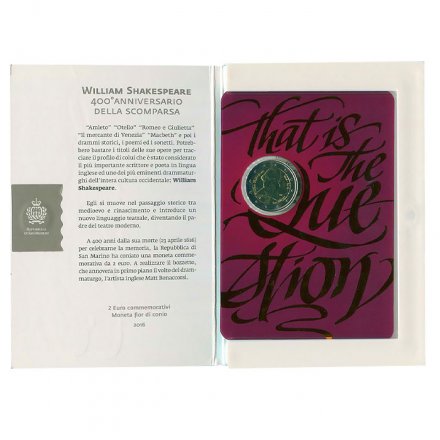 Сан-Марино 2 евро 2016 год - Уильям Шекспир