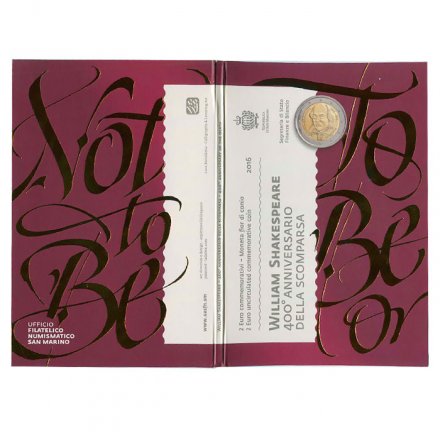 Сан-Марино 2 евро 2016 год - Уильям Шекспир